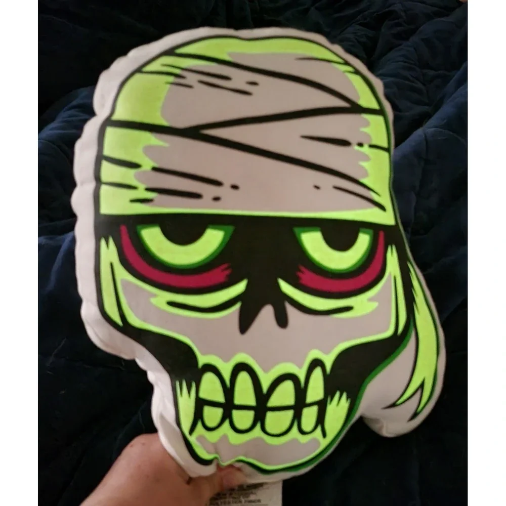 Hyde and EEK Glow in the Dark Mummy Halloween Throw Pillow 14x11 Skull Decor